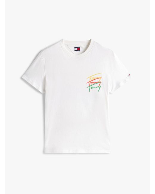 T-Shirt Con Logo Grafico Sul Retro di Tommy Hilfiger in White da Uomo