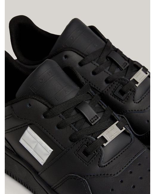 Tommy Hilfiger Black Retro Leather Mirror Trainers