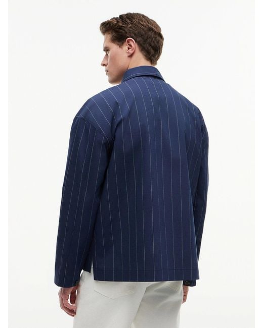 Tommy Hilfiger Blue Relaxed Fit Pinstripe Paper Touch Overshirt for men