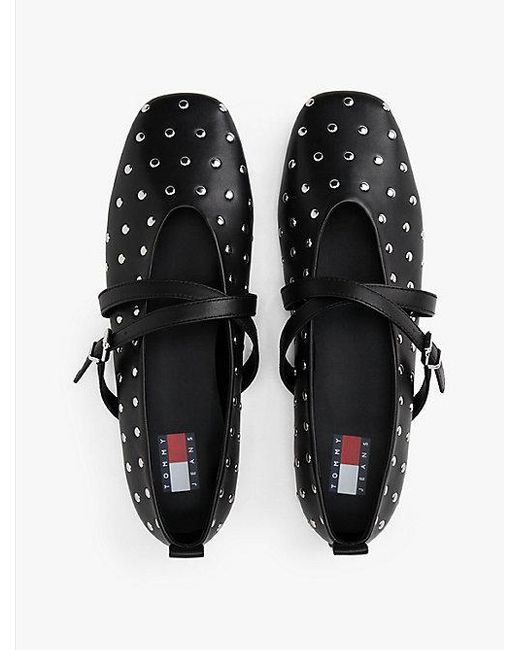 Tommy Hilfiger White Mary-Jane-Ballerina Mit Nieten