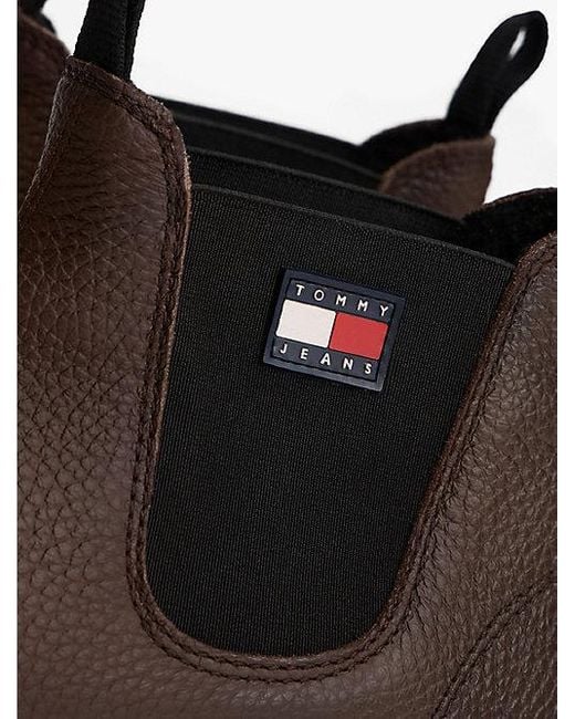 Tommy Hilfiger Chelsea Boot Van Gegranuleerd Leer Met Profiel in het Brown voor heren
