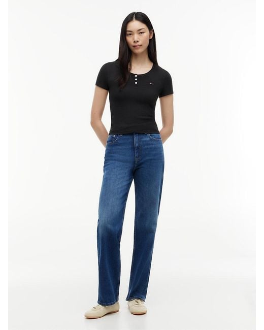 Tommy Hilfiger Black Slim Henley T-Shirt
