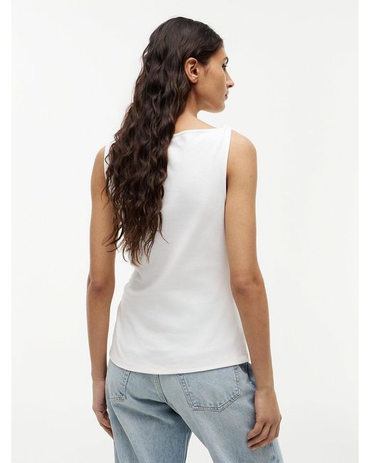Tommy Hilfiger White Twist Boat Neck Sleeveless Top
