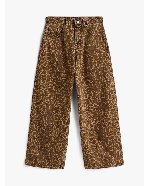 Jeans Larghi Con Stampa Leopardata di Tommy Hilfiger in Multicolor