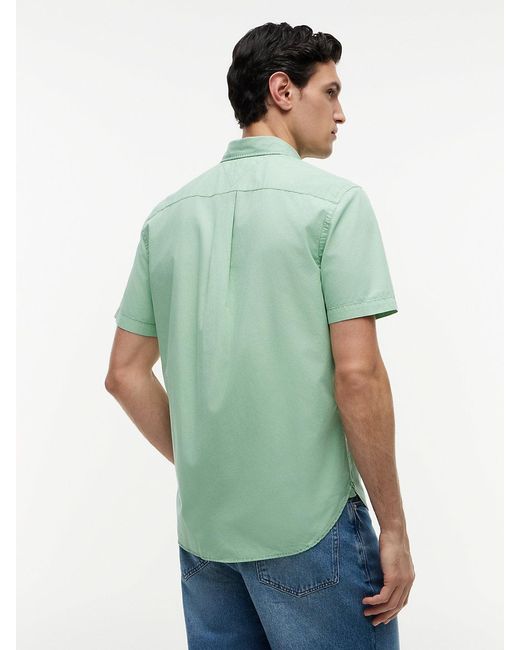Tommy Hilfiger Green Regular Fit Washed Poplin Short Sleeve Shirt for men