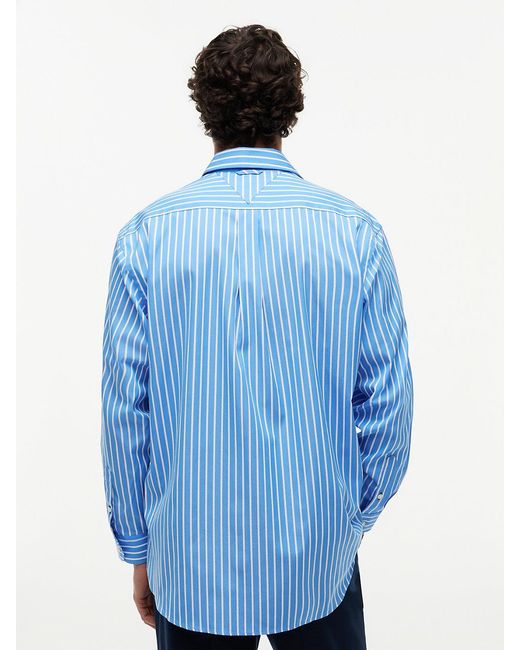 Tommy Hilfiger Blue Oversized Fit Mixed Stripe Poplin Shirt for men