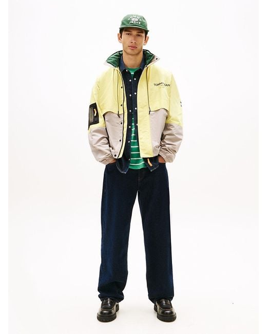 Tommy Hilfiger Gray Water Repellent Colour-blocked Oversized Windbreaker for men