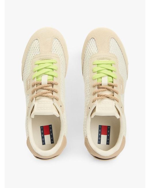 Tommy Hilfiger Natural Low Profile Mixed Texture Knit Trainers
