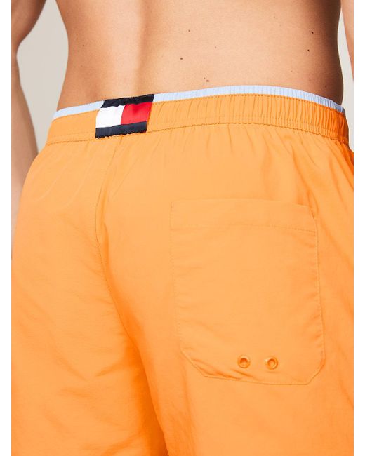 Tommy Hilfiger Orange Th Essential Mid Length Drawstring Swim Shorts for men