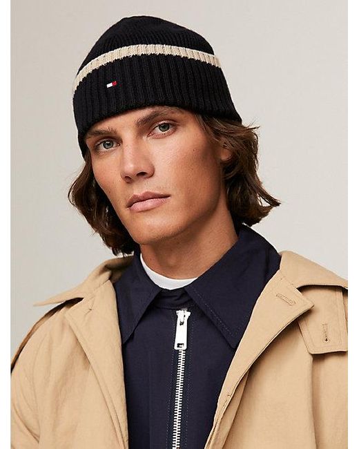 Tommy Hilfiger Rippstrick-Beanie mit Flag in Black für Herren