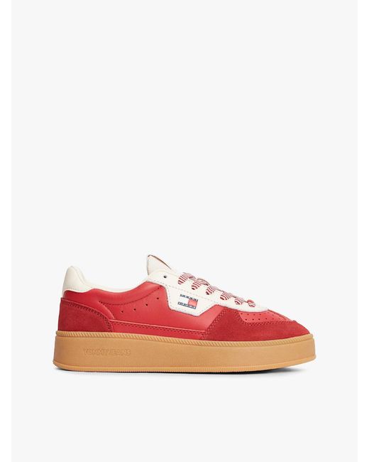 Tommy Hilfiger Red The Greenwich Leather Chunky Cupsole Trainers