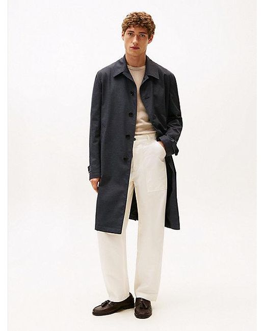 Tommy Hilfiger Gewatteerde Trenchcoat Met Pied-De-Poule-Ruit in het Blue voor heren