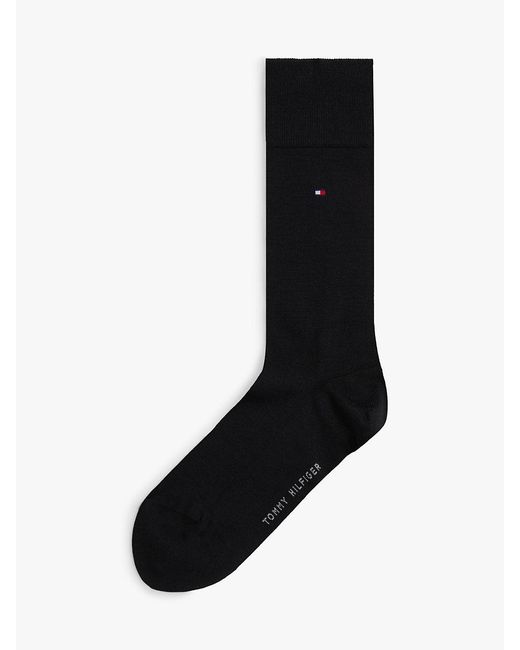 Tommy Hilfiger Black 1-Pack Wool Blend Flag Embroidery Socks for men