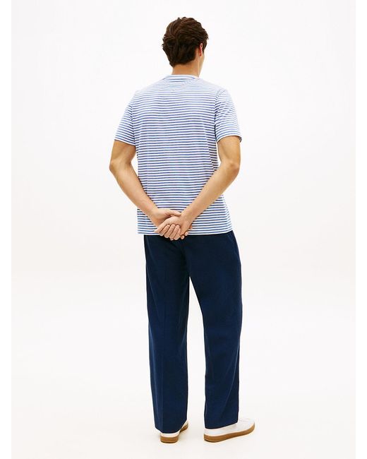 Tommy Hilfiger Blue Flag Embroidery Stripe Jersey T-Shirt for men