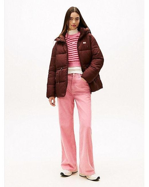 Tommy Hilfiger Ripstop Pufferjack Met Capuchon in het Red