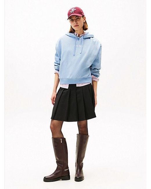 Tommy Hilfiger Relaxed Fit Hoodie Met Getextureerd Logo in het Blue