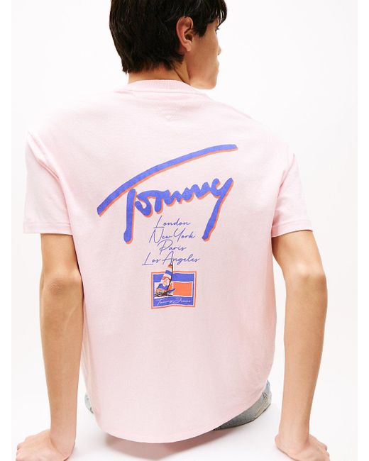 T-Shirt Décontracté À Logo Imprimé Au Dos Tommy Hilfiger pour homme en coloris White
