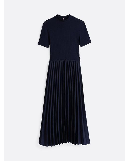 Robe Ajustée Et Évasée Longueur Midi Plissée Tommy Hilfiger en coloris Blue
