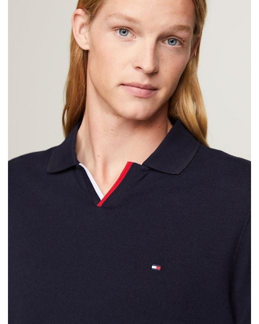 Tommy Hilfiger Blue Tipped Collar Regular Fit Polo for men