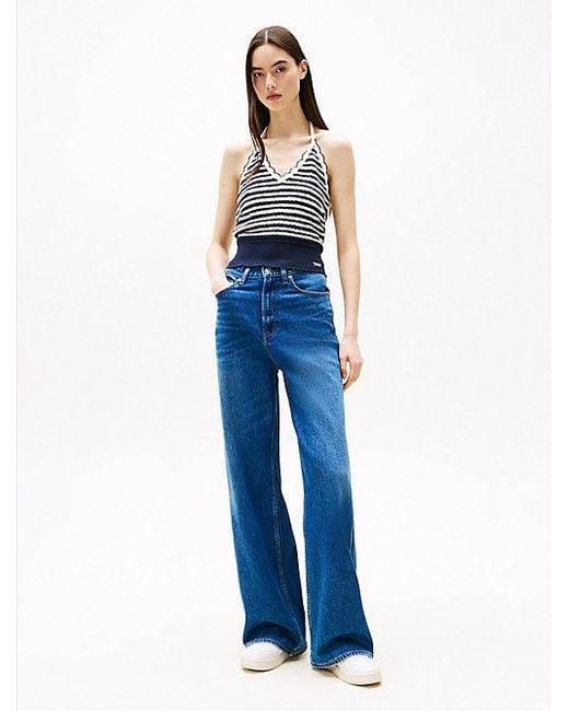 Tommy Hilfiger Claire High Rise Jeans Met Wijde Fit En Fading in het Blue