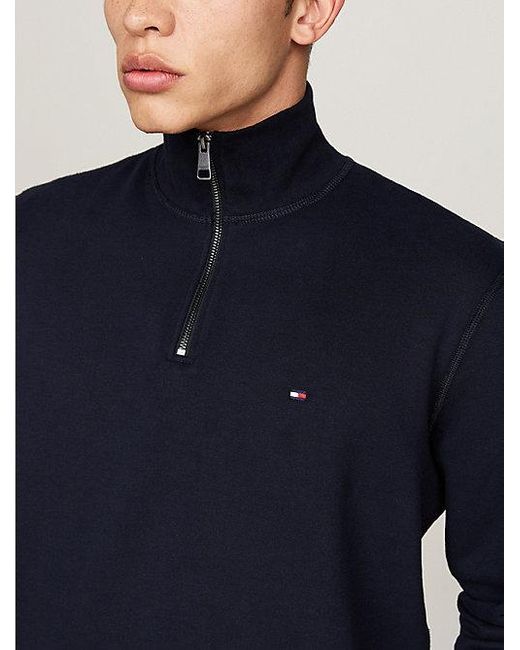 Tommy Hilfiger Fleece Sweatshirt Met 1/4-rits in het Blue voor heren