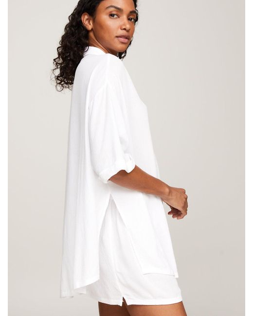 Tommy Hilfiger White Th Essential Cover Up Beach Shirt