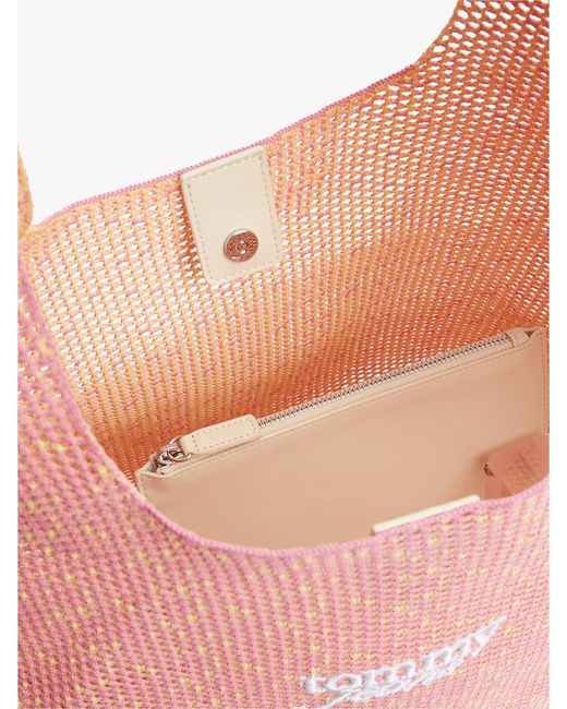 Tommy Hilfiger Pink Woven Hobo Bag
