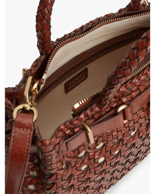 Tommy Hilfiger Brown The American Icon Braided Leather Tote Bag