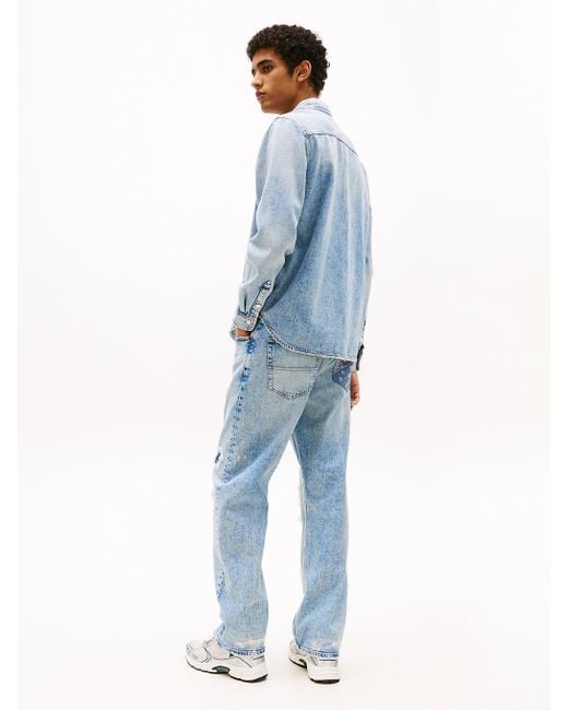 Tommy Hilfiger Blue Regular Fit Distressed Denim Shirt for men