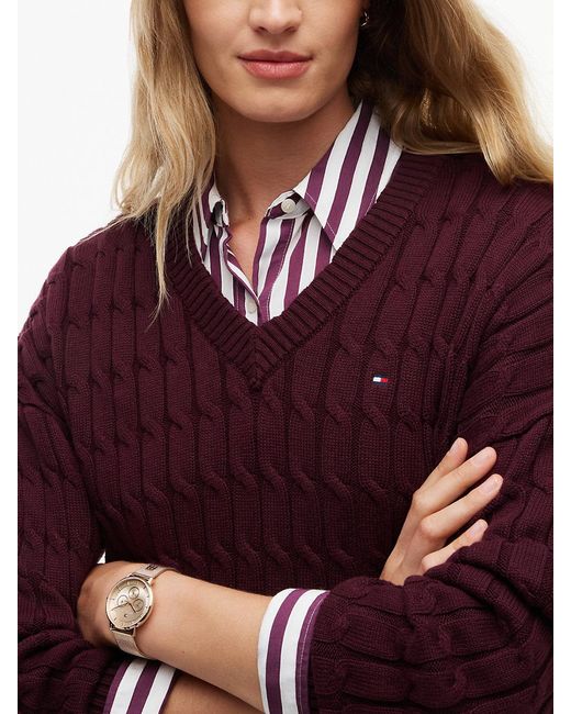 Tommy Hilfiger White Th Monogram Rose-Plated Mesh Strap Watch