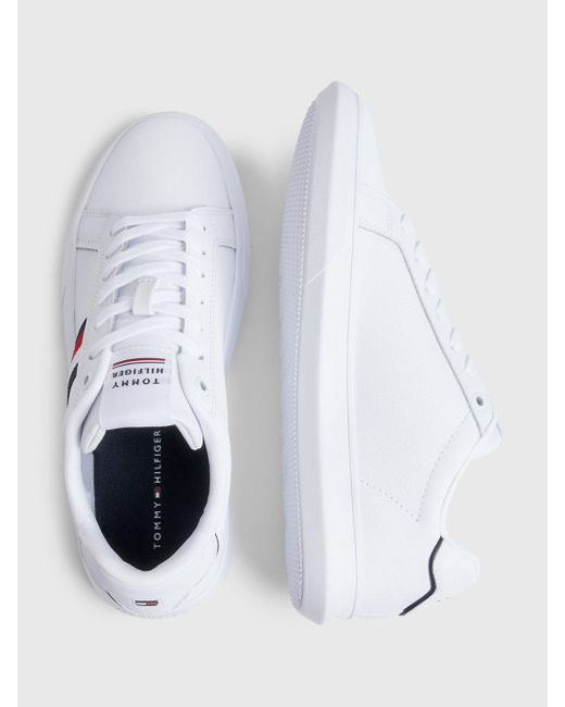 Tommy Hilfiger Signature Leather Cupsole Trainers in White for Men | Lyst UK