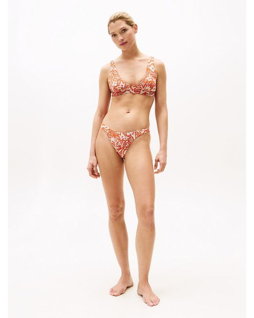 Tommy Hilfiger White Tropical Print Cheeky Bikini Bottoms