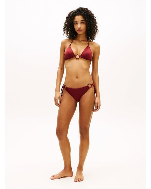 Tommy Hilfiger Orange Tortoiseshell Ring Side Tie Bikini Bottoms