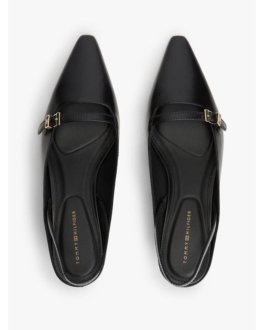 Tommy Hilfiger White Leather Kitten Heel Slingbacks
