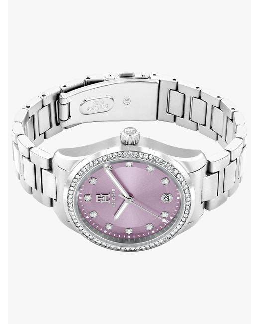 Tommy Hilfiger Gray Th Monogram Lavender Dial Bracelet Watch