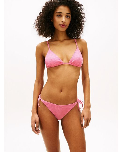Tommy Hilfiger Red Crinkle Texture Triangle Bikini Top