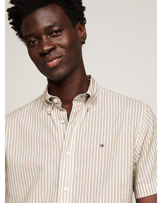 Chemise coupe standard rayée manches courtes Tommy Hilfiger pour homme en coloris Natural