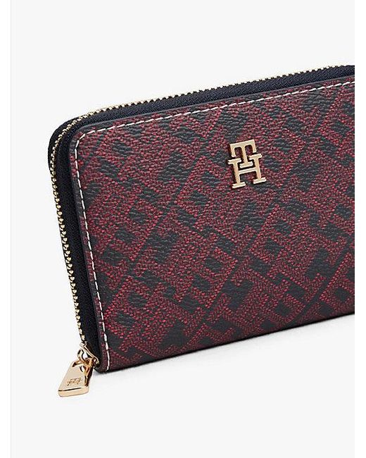 Cartera Con Cremallera Y Monograma Th Tommy Hilfiger de color Purple