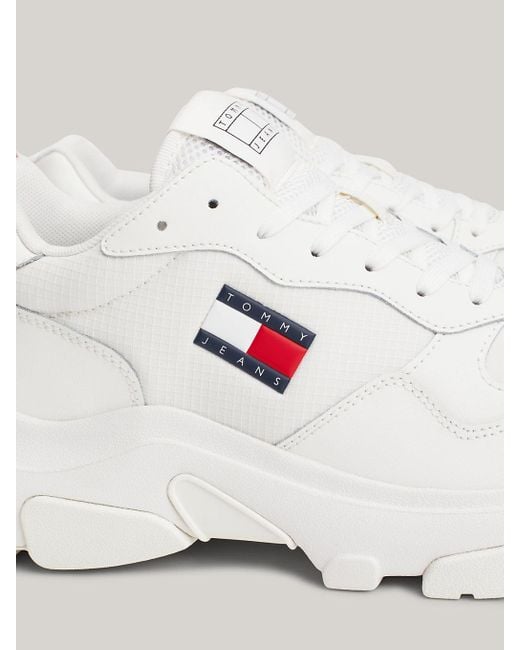 Tommy Hilfiger White Lightweight Leather Chunky Runner Trainers