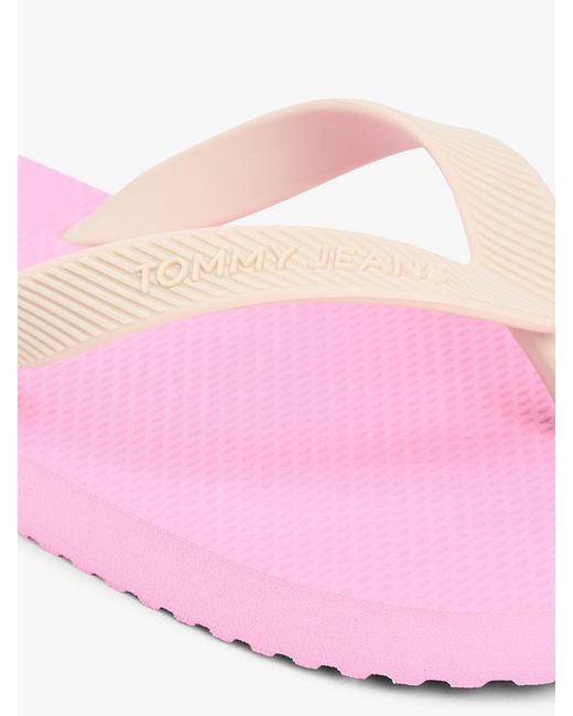 Tommy Hilfiger Pink Fine Cleat Embossed Logo Flip-Flops