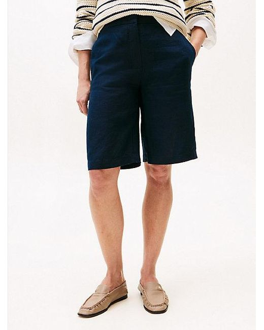 Tommy Hilfiger Multicolor Tailored Slim Fit Shorts Aus Leinenmix