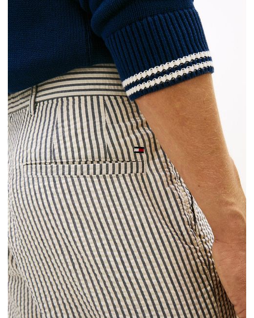 Tommy Hilfiger Blue Dover Seersucker Stripe Regular Fit Chino Shorts for men