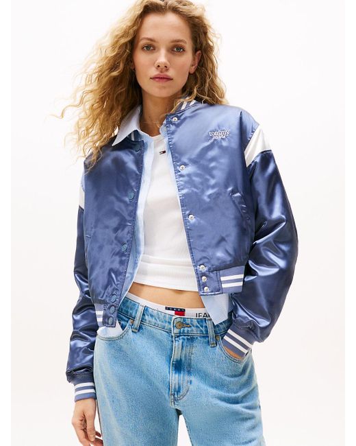 Bomber En Satin Déperlant Tommy Hilfiger en coloris Blue
