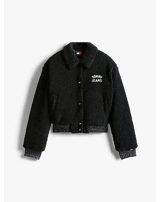Tommy Hilfiger Varsity Teddy Bomberjack Met Logo Op De Rug in het Black