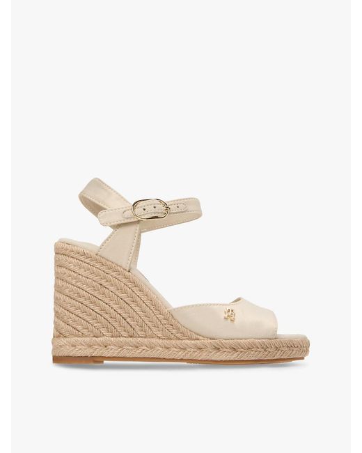 Tommy Hilfiger Natural Satin Th Monogram Wedge Espadrilles