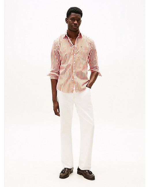 Camisa De Rayas Th Flex De Corte Regular Tommy Hilfiger de hombre de color Pink
