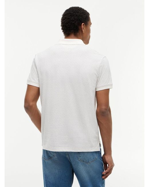 Tommy Hilfiger White Regular Fit Geometric Print Polo Shirt for men