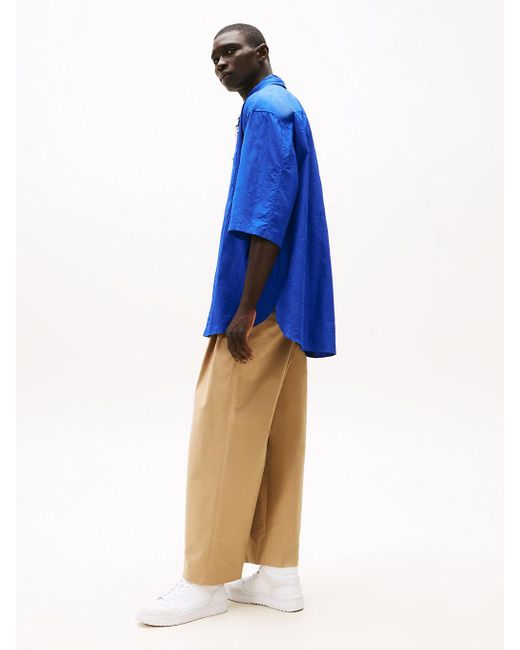 Tommy Hilfiger Blue The Runway Collection Oversized Crinkle Shirt for men