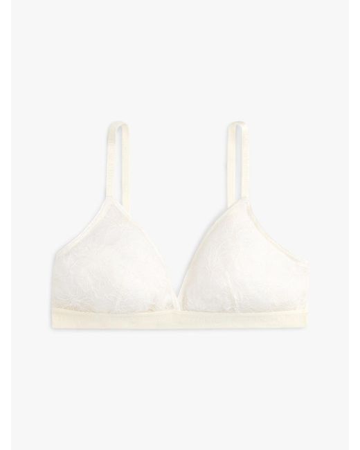Tommy Hilfiger White Repeat Logo Floral Lace Triangle Bra