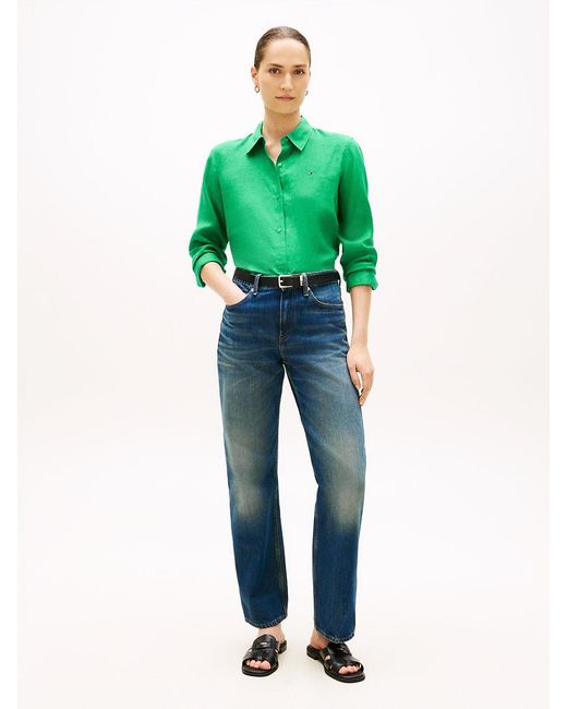 Tommy Hilfiger White Relaxed Fit Pure Linen Shirt